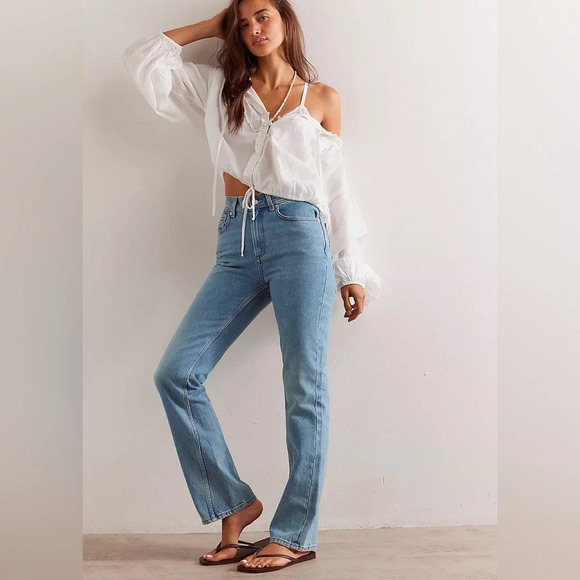 Free people Xena slim straight jeans in Union blue size 27 - Picture 1 of 4